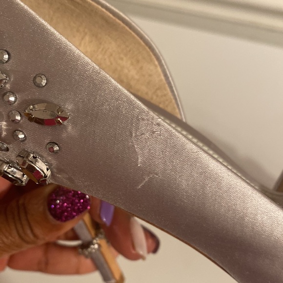 ANTONIO MELANI CAREAN SATIN RHINESTONE JEWEL DETAIL PEEP-TOE PUMP (R) - Picture 11 of 11